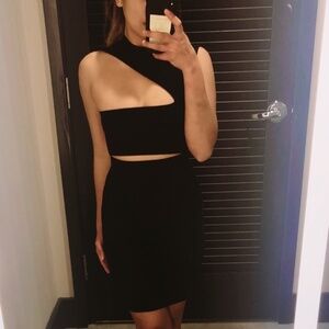 Hervé Léger Icon Asymmetric Cutout Mini Dress